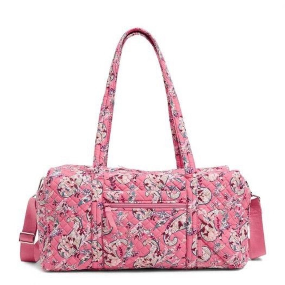 Vera Bradley Large Travel Duffel Botanical Paisley Pink Quilted Bag